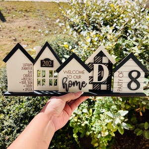 Personalized Custom Standing House Centerpiece, Farmhouse Decor, Personalized Family Signs GRAY TONES