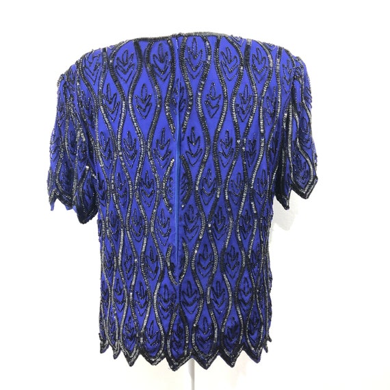 Stenay Vintage Silk Beaded Short Sleeve Blouse - image 3