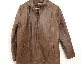 Tudor Court Vintage Patchwork Brown Leather Jacket Men's