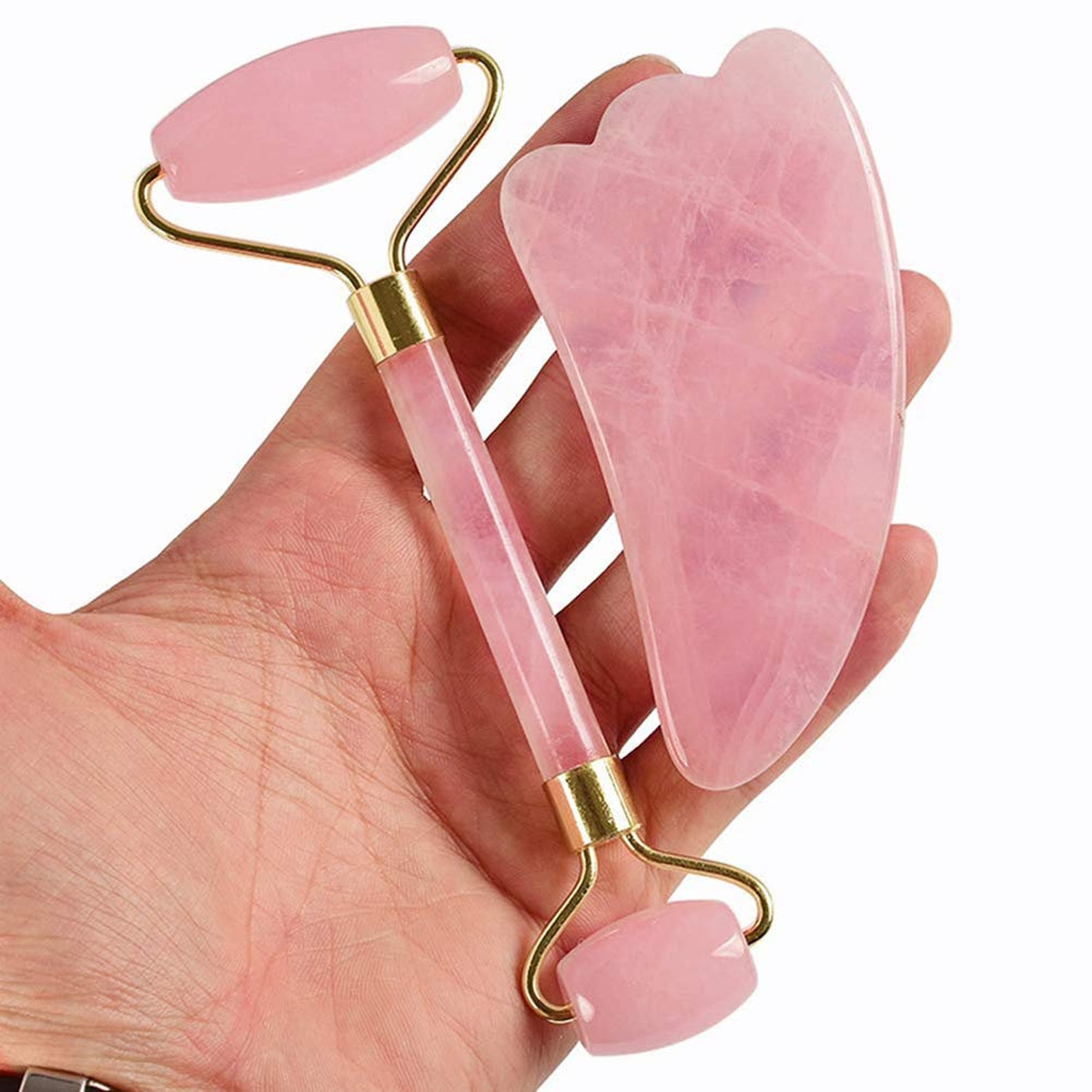 Jade Roller And Gua Sha Set Anti Aging Rose Quartz Facial Etsy 