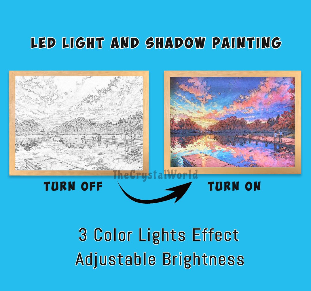 Wall Art Frame Light Painting Shadow Box nature Sightseeing , Wooden