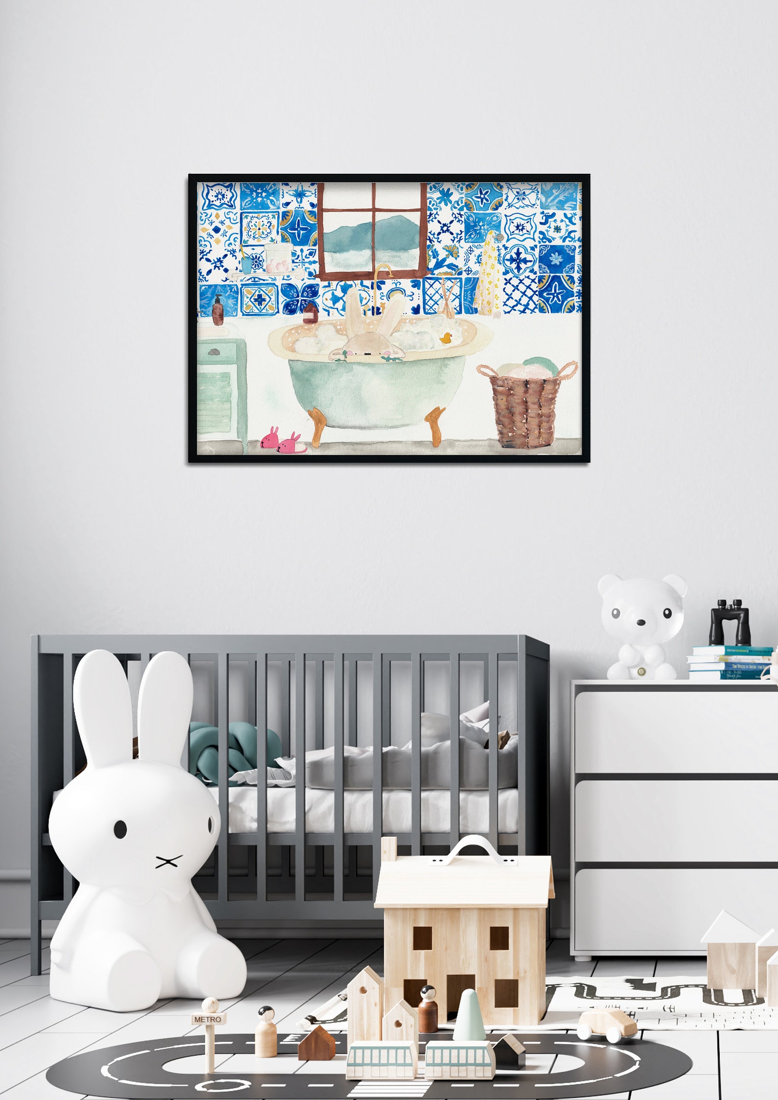 PRINTABLE Rabbit Bunny in the bathroom Bathroom Wall Art Etsy España