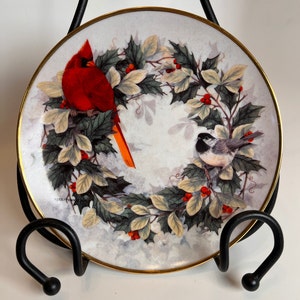 Holiday Chorus by Theresa Politowicz Limited Edition Decorative Bird Plate Franklin Mint Heirloom Cardinal Plate