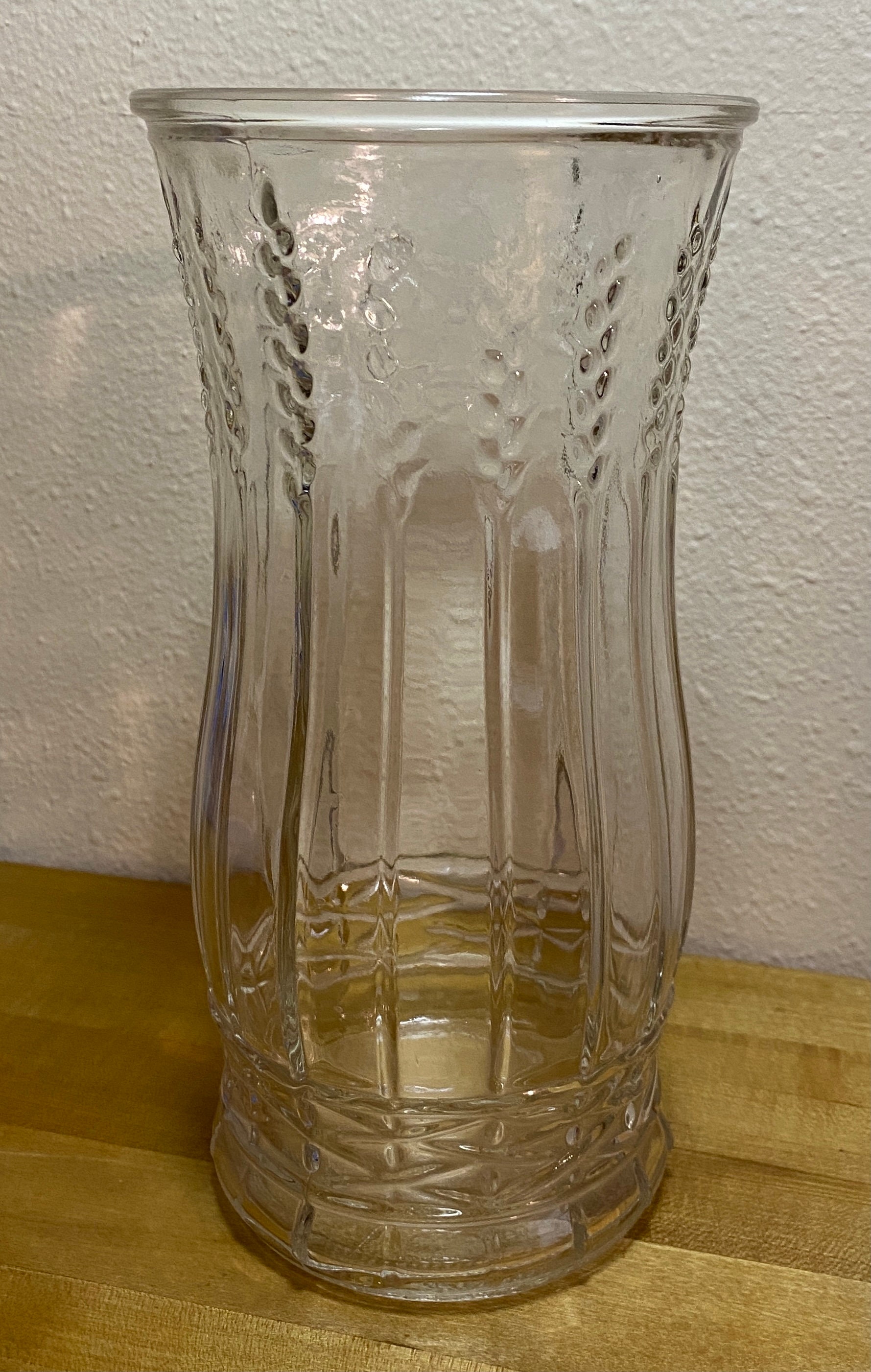 Brody Co. Wheat Vase 10 inches tall clear glass with wheat Etsy