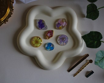 Floral resin hair pins, barrettes - "Drops of nature" version.