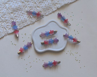 Colorful cute stars hair clips | Summer version.