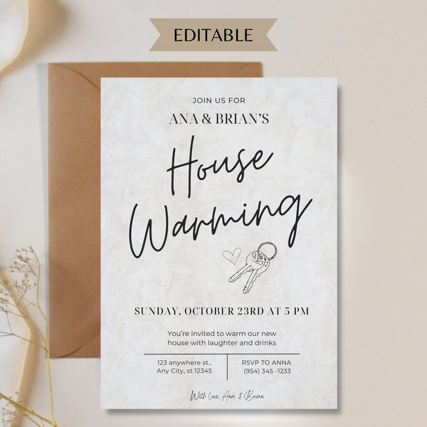 House Warming Invitation Template | Electronic New Home Party Evite  | Editable Invite | House Warming Party invite | Digital Evite Invite