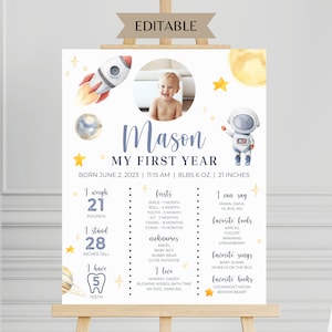 Weltraum-Geburtstags-Meilensteintafel, Baby-Geburtstags-Statistiken, mein erstes Jahr, Baby-Meilenstein 1