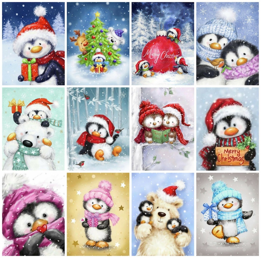 12 Designs Christmas Penguin DIY Diamond Painting Kit Wall Art Etsy
