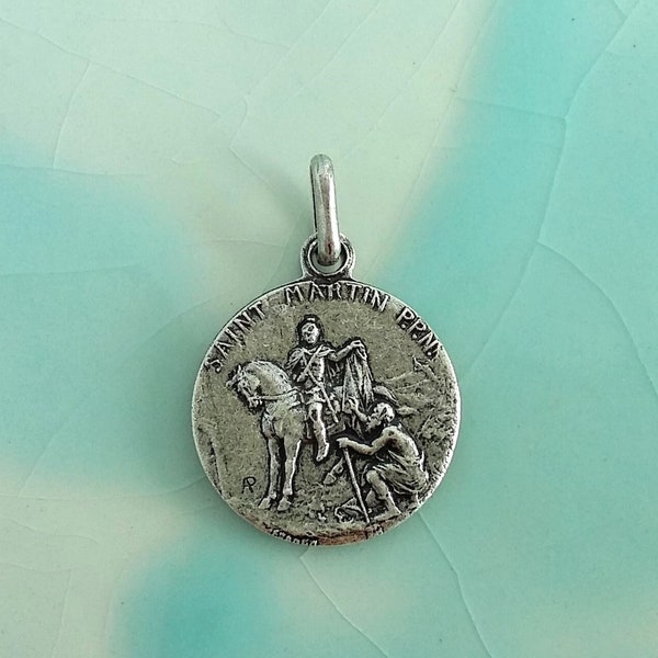 Belle médaille religieuse Saint MARTIN Manteau Vintage en métal