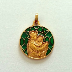Beautiful Vintage VIRGIN Child religious medal in metal and enamel