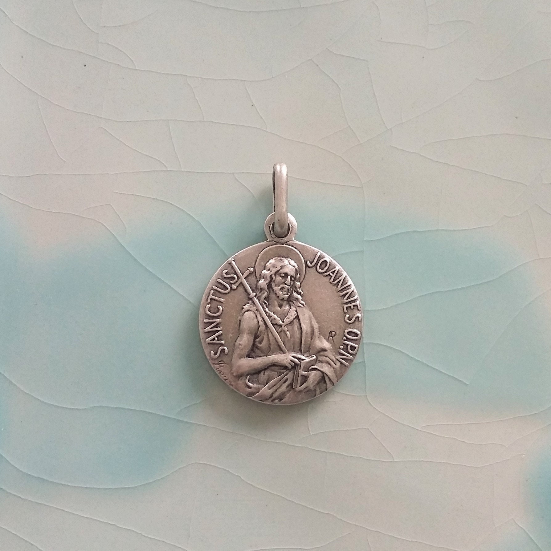 Médaille Religieuse Saint Jean Baptiste Vintage en Métal