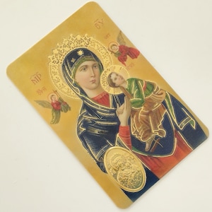 Carte prière Notre Dame du Perpétuel Secours reliefs dorés