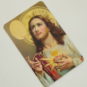 Herz-Jesu-Gebetskarte mit goldenen Reliefs