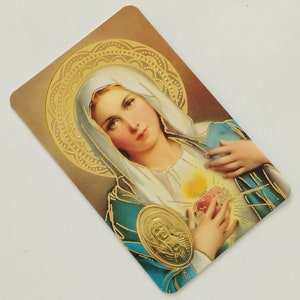 Carte prière Coeur immaculé de Marie reliefs dorés