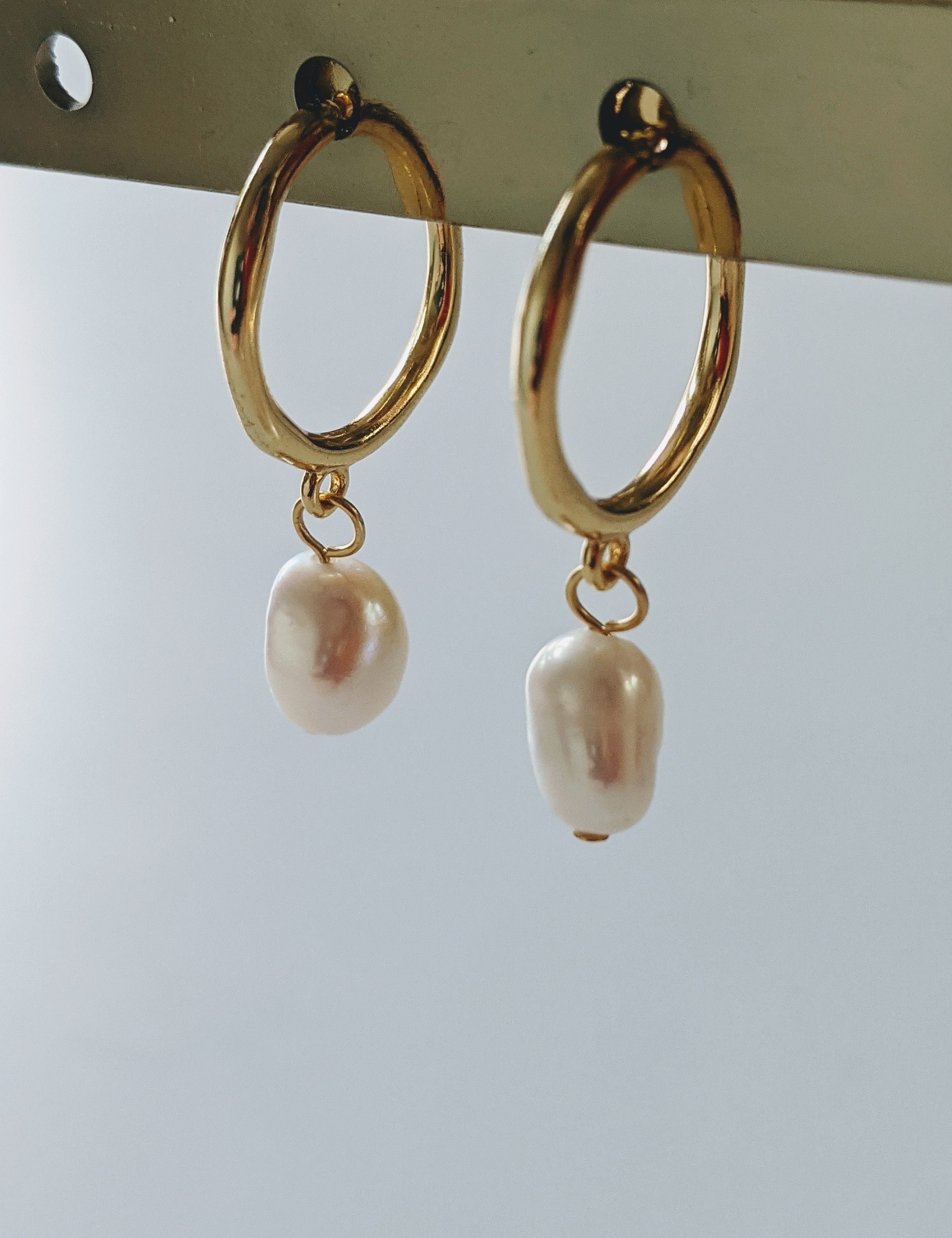 Elegant 18K Gold-Plated Freshwater Pearl Earrings | Etsy