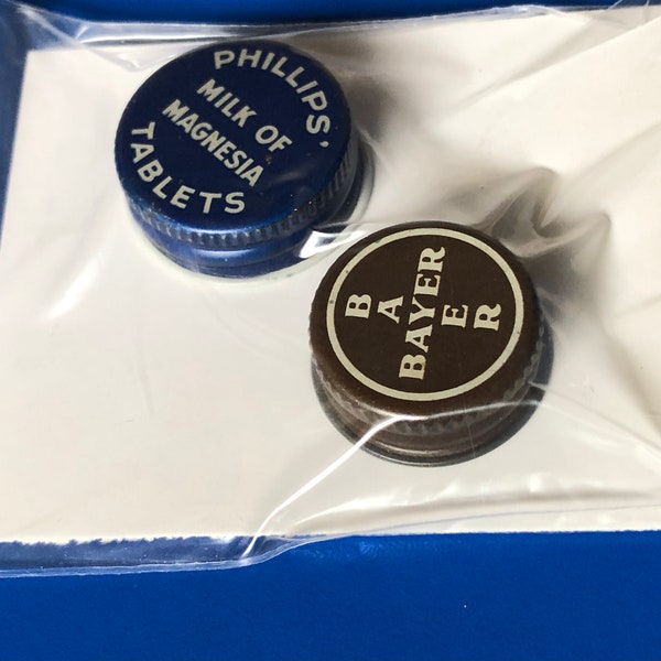 Vintage Medicinal Bottle Caps Bayer and Philips