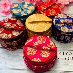 Round Jewelry Box, Wedding Bells Silk Made Bangle Box For Bridal Gift/Return Gift,  Brocade Silk Sagan Box, Hamdmade Gifts, Ganey For Guests