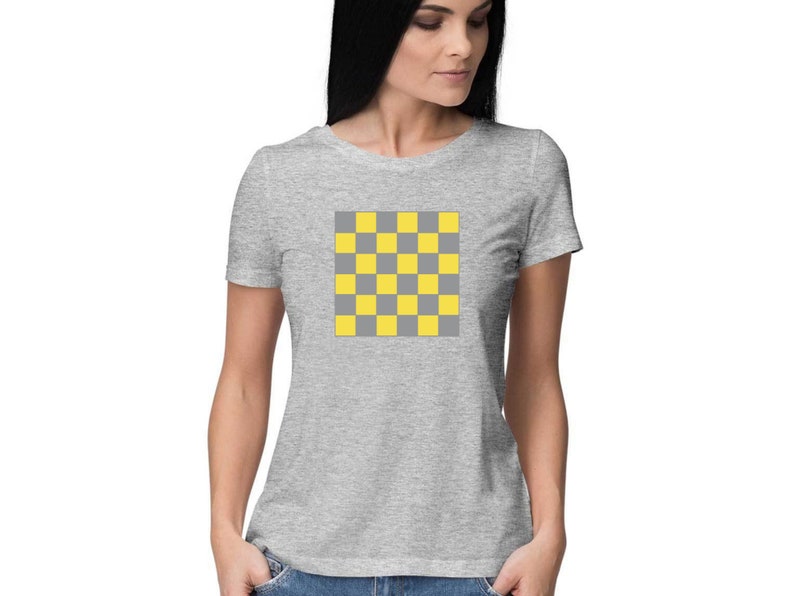 Graphic T- Shirt Ultimate Gray And Illuminating Unisex T Shirt Pantone Color Of The Year Merch Checkerboard Print Classic T-Shirt