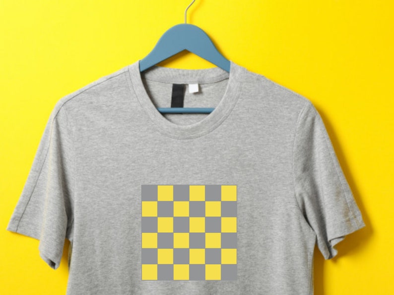 Graphic T- Shirt Ultimate Gray And Illuminating Unisex T Shirt Pantone Color Of The Year Merch Checkerboard Print Classic T-Shirt