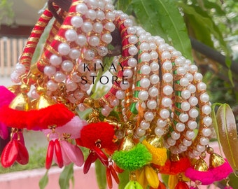 Mix Colors Silk Thread Beaded Bangle Bracelets For Bridal Mehndi Sangeet Gifts, Dholki Gana Gifts Wedding Return Gifts For Her