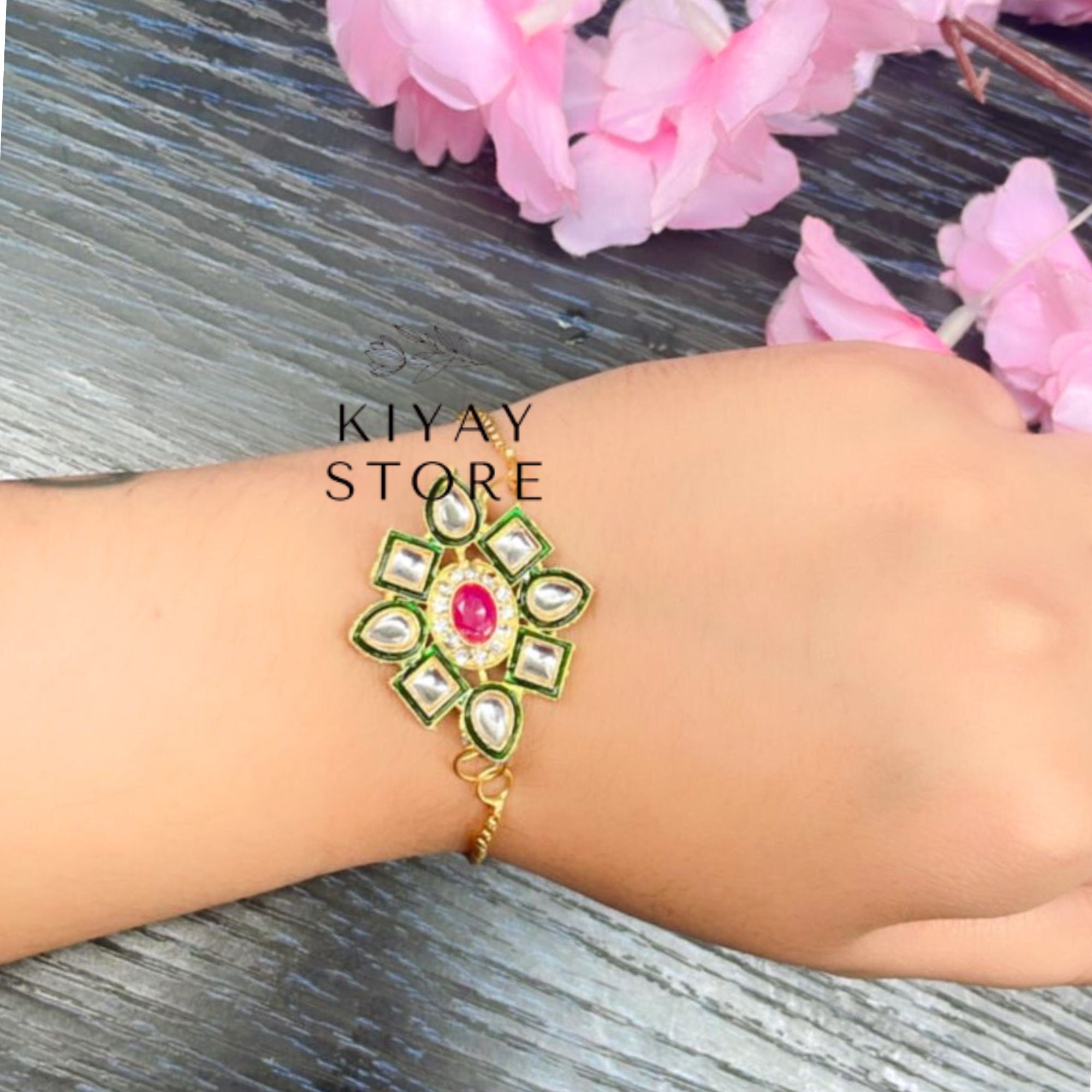 Gold kundan best sale bracelet