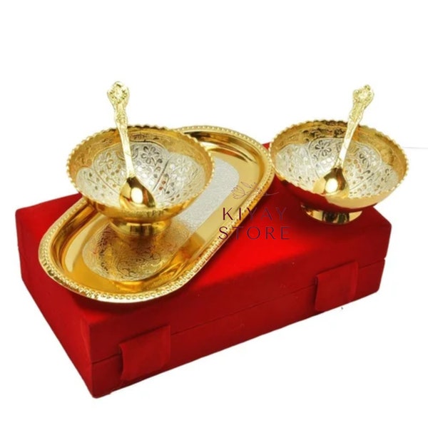 Luxurious Indian Wedding Gift Silver And Gold Plated Bowl Set Perfect Decorative Bowls Return Gift Indian Sweet Box Shagun, Mehendi Favors