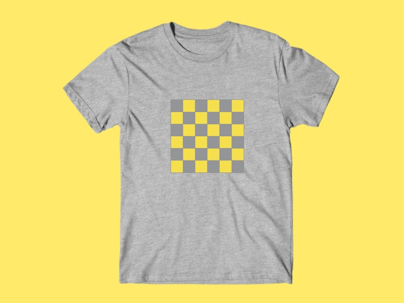 Graphic T- Shirt Ultimate Gray And Illuminating Unisex T Shirt Pantone Color Of The Year Merch Checkerboard Print Classic T-Shirt