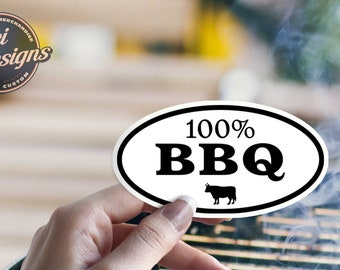 Sticker amateur de bœuf au barbecue : 100 % barbecue, vinyle sans bulles