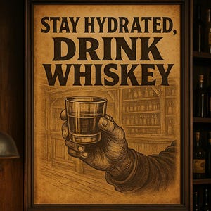 Drink Whiskey Poster: Funny Wild West Saloon Art (Digital Download)
