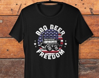 Camiseta engraçada da liberdade de cerveja para churrasco: Fumante da bandeira americana