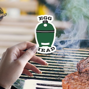 Egg Head Funny Dad BBQ Grilling Big Green Egg Sticker - Pegatinas sin burbujas