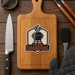 Team Charcoal Sticker - Retro Grillmaster Decal for BBQ Purists, Funny Charcoal Grill Vinyl for Smokers, Coolers & Backyard Cookouts