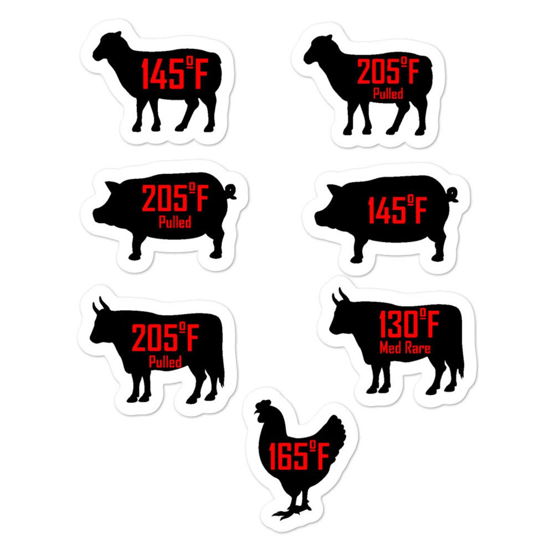 My BBQ is Ready. Sticker Pack for Common Meat Safe Temperature, Beef ...