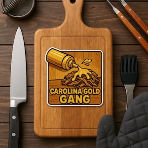 Carolina Gold Gang Sticker - Mustard BBQ Sauce Decal, Funny Pulled Pork Sticker, Southern Barbecue Vinyl Gift for Pitmasters