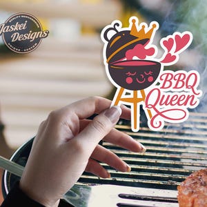 BBQ Queen Sticker - Cute Grilling Decal for Her, Funny Barbecue Gift, Vinyl Sticker for Smokers, Coolers, and Backyard Queens