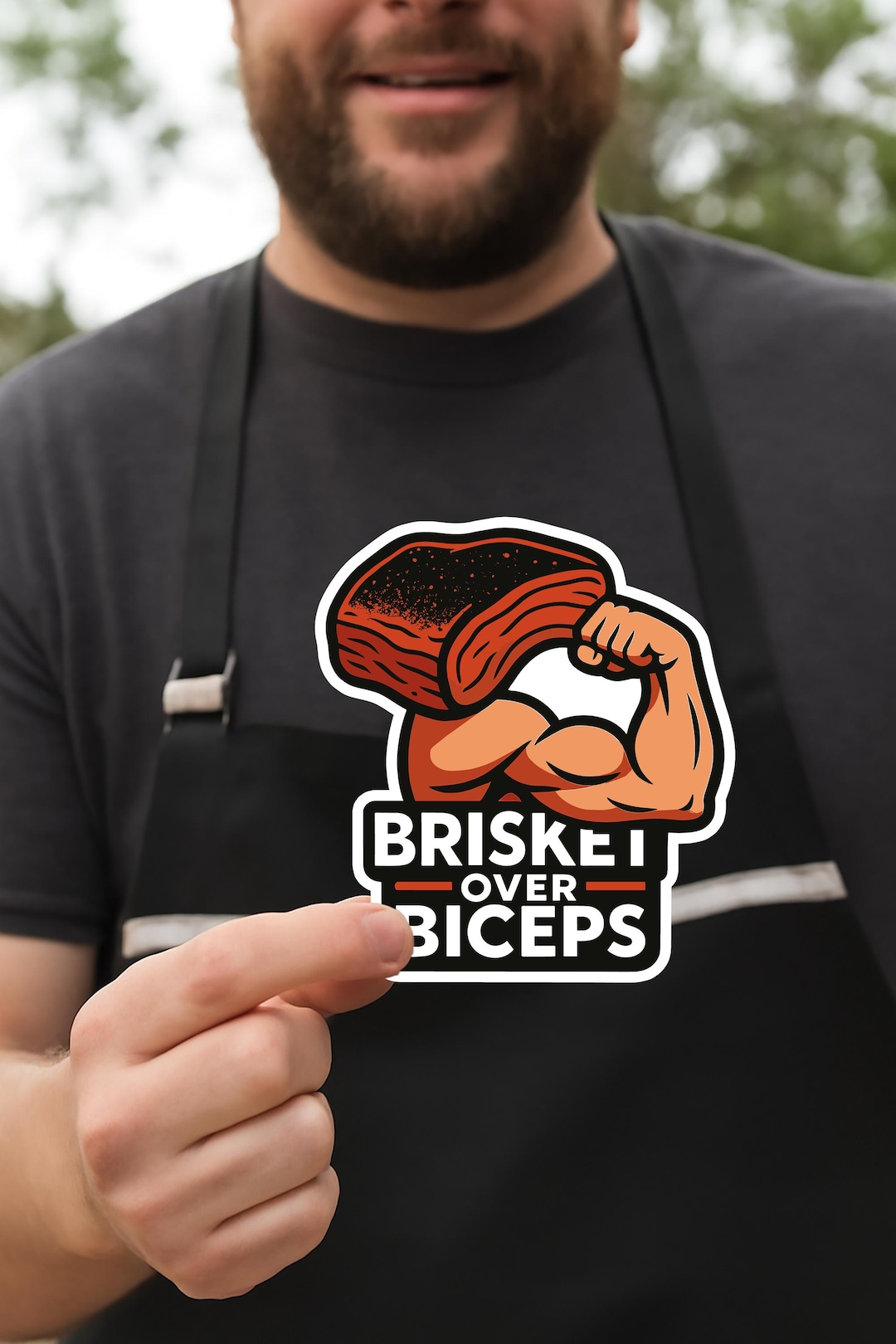 Brisket Over Biceps Sticker: Funny BBQ Meathead Gym Humor - Etsy