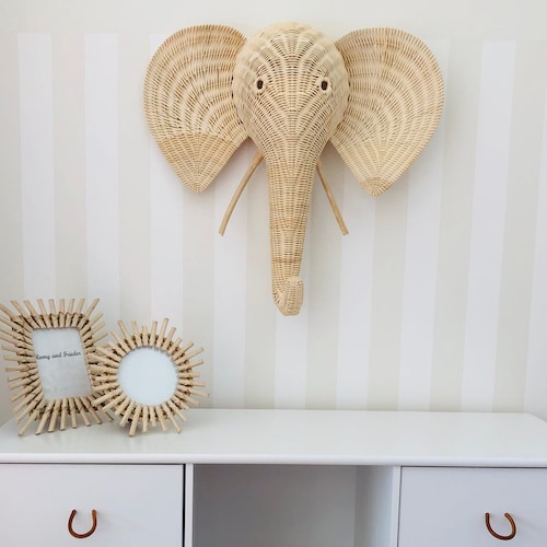 Natural Rattan/wicker Lion Head Wall Decoration/hanging/mount Etsy