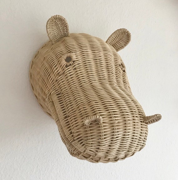 Natural Rattan/wicker Hippo Head Wall Decoration/mount/hanging for