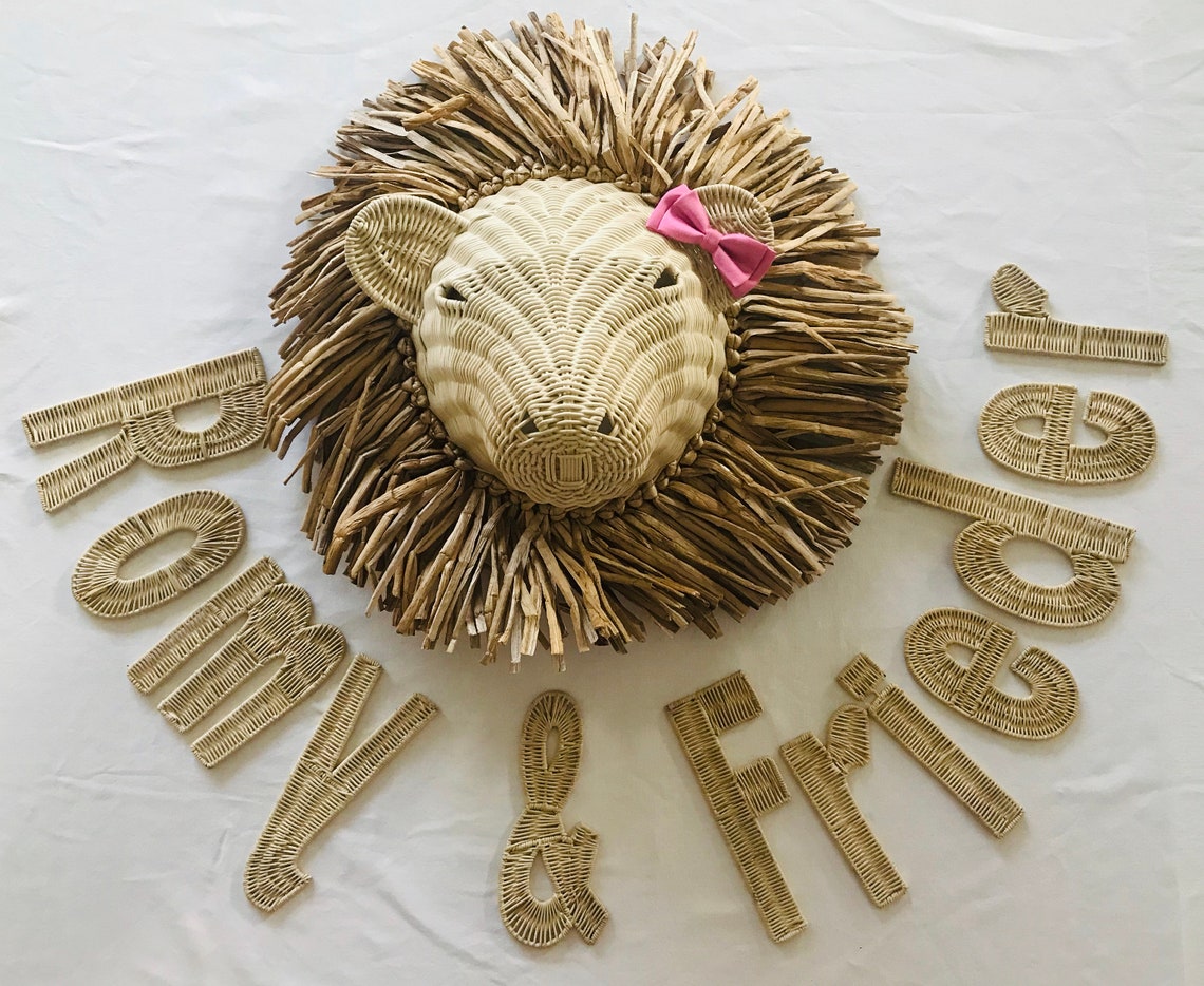 Natural Rattan/Wicker Lion Head Wall decoration/hanging/mount Etsy