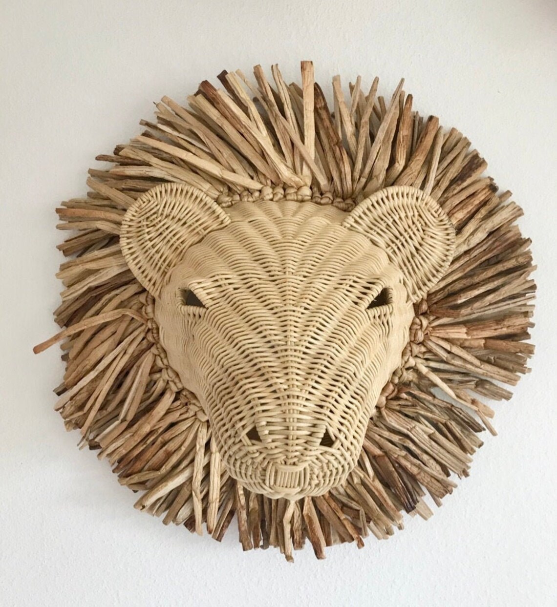 Natural Rattan/Wicker Lion Head Wall decoration/hanging/mount Etsy