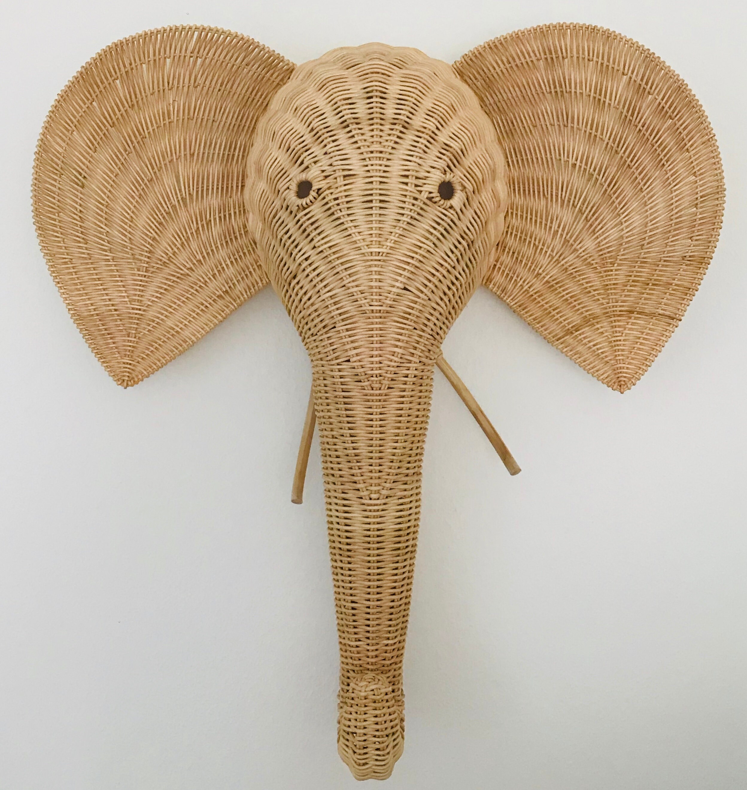 Natural Rattan/Wicker Elephant Head Wall Etsy
