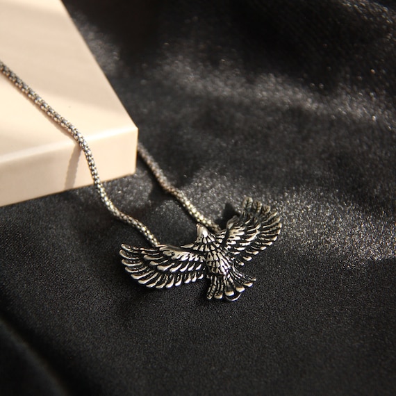 アクセサリー vintage necklace top silver925 eagle 925K Silver Sterling Eagle Necklace, Open Wings Eagle Necklace