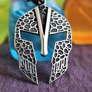 Spartan Helmet Necklace For Men, Silver Spartan Pendant, Gladiator Mask, Warrior Helmet Necklace, 925 Sterling Silver Gladiator Helmet