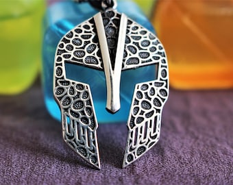 Spartan Helmet Necklace For Men, Silver Spartan Pendant, Gladiator Mask, Warrior Helmet Necklace, 925 Sterling Silver Gladiator Helmet