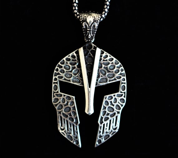 Collana Uomo Elmo Spartano Guerriero | Pendente In Acciaio Inossidabile Con Catena 75cm | COOLSTEELANDBEYOND - 2