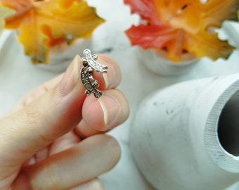 Silver Zulfiqar Sword Earrings, Women Zircon Stone Stud Earrings