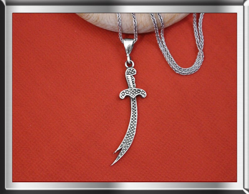 925 Sterling Silver Zulfiqar Sword Necklace Islamic Sword Necklace Sword Pendant