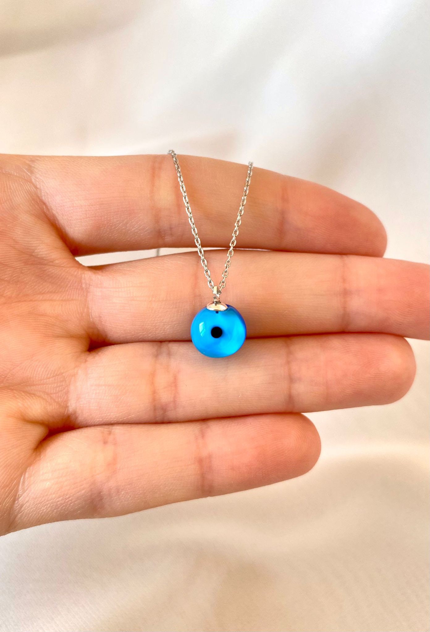Silvora Occhio di Turco Collana Amuleto Demone Occhio Blu Argento Sterling 925 Occhio Azzurro Collana Vontage Antiallergico Regalo Mamma Ragazza
