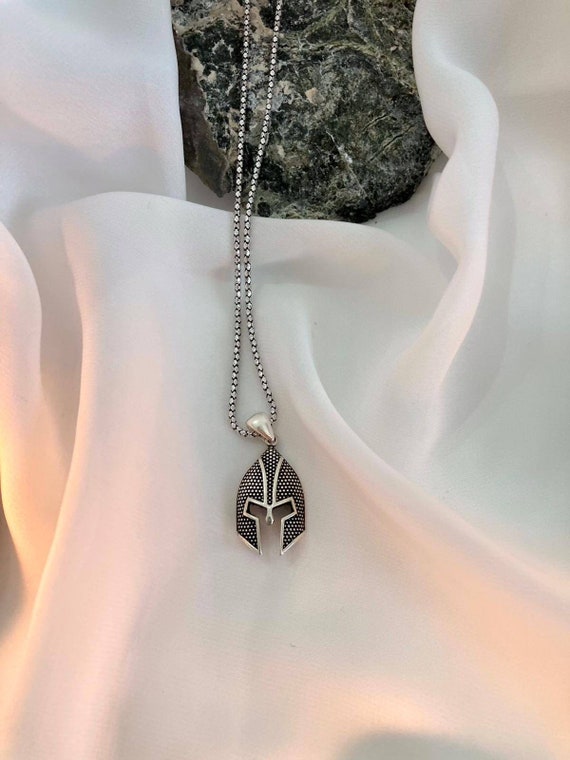 Silver Spartan Gladiator Necklace, Spartan Necklace, Men Gladiator